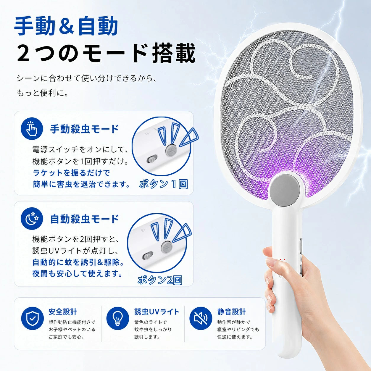 MushiGuard™ | UVスマート電撃殺虫ラケット 🦟❌